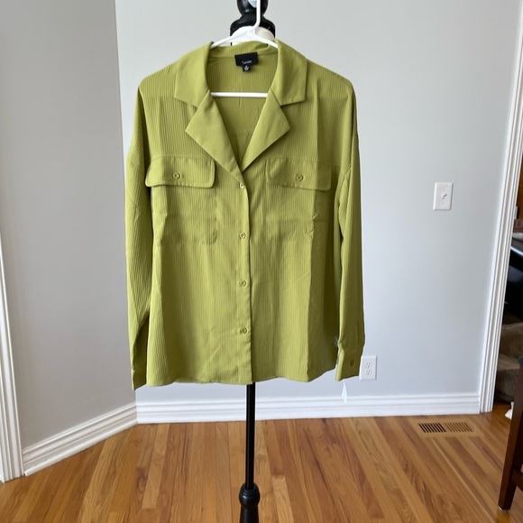 Lumiere New with tags size Medium green office career business blouse button up - Picture 12 of 13